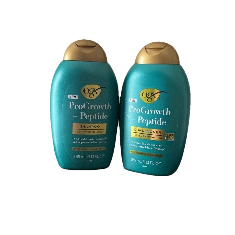 OGX ProGrowth + Peptide Set: Clarifying Shampoo&Thickening Conditioner 13oz Ea